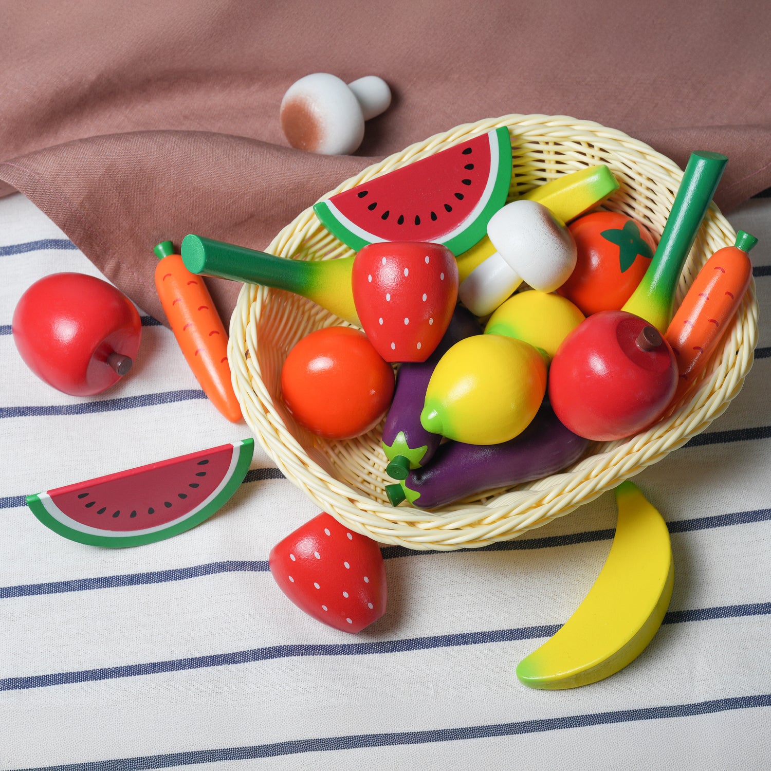 21 Pcs Play Food Set – Fruits & Veg Basket