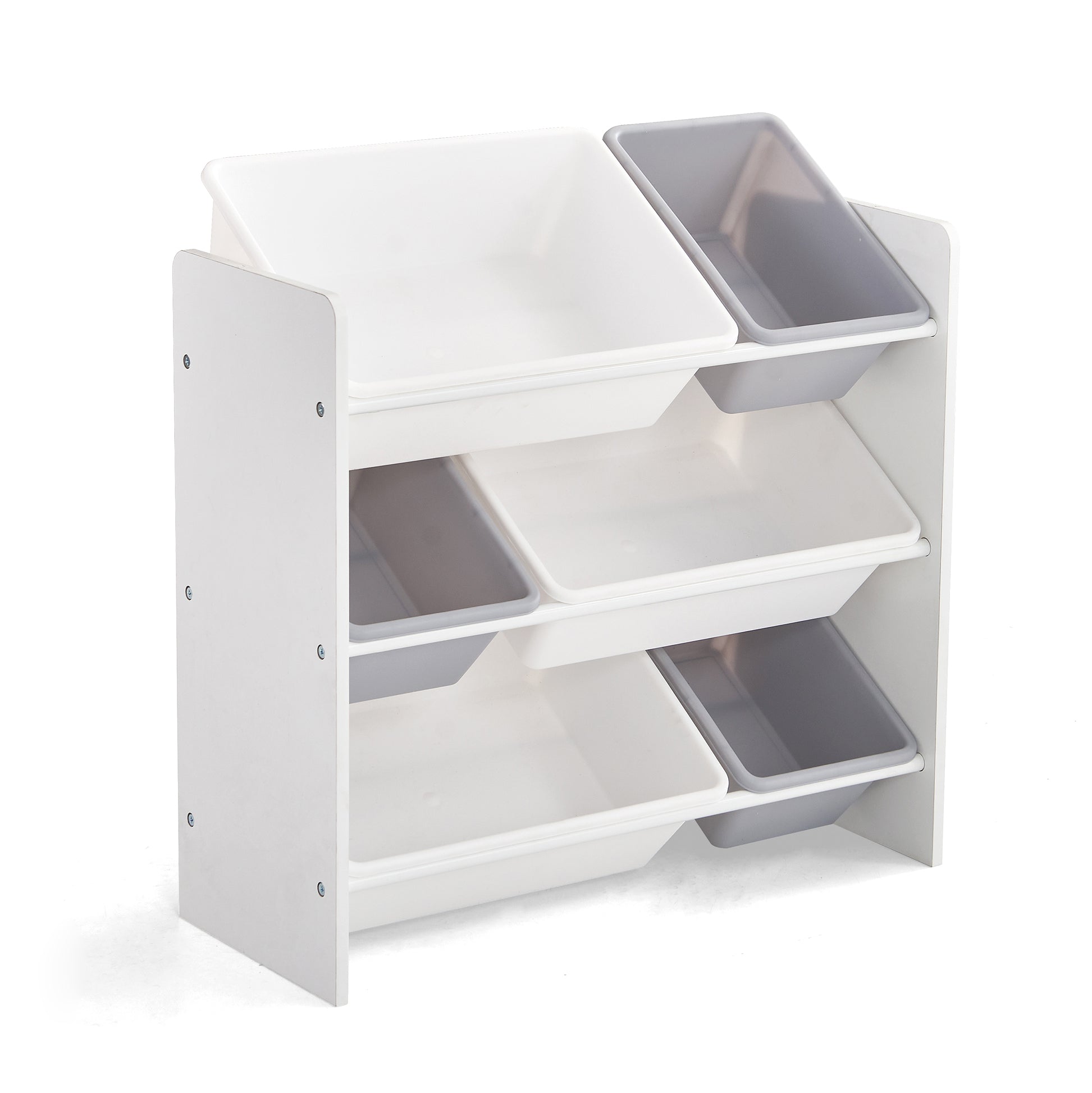 Kids Toy Storage Shelf with 3 Shelves & 6 Storage Boxes - White