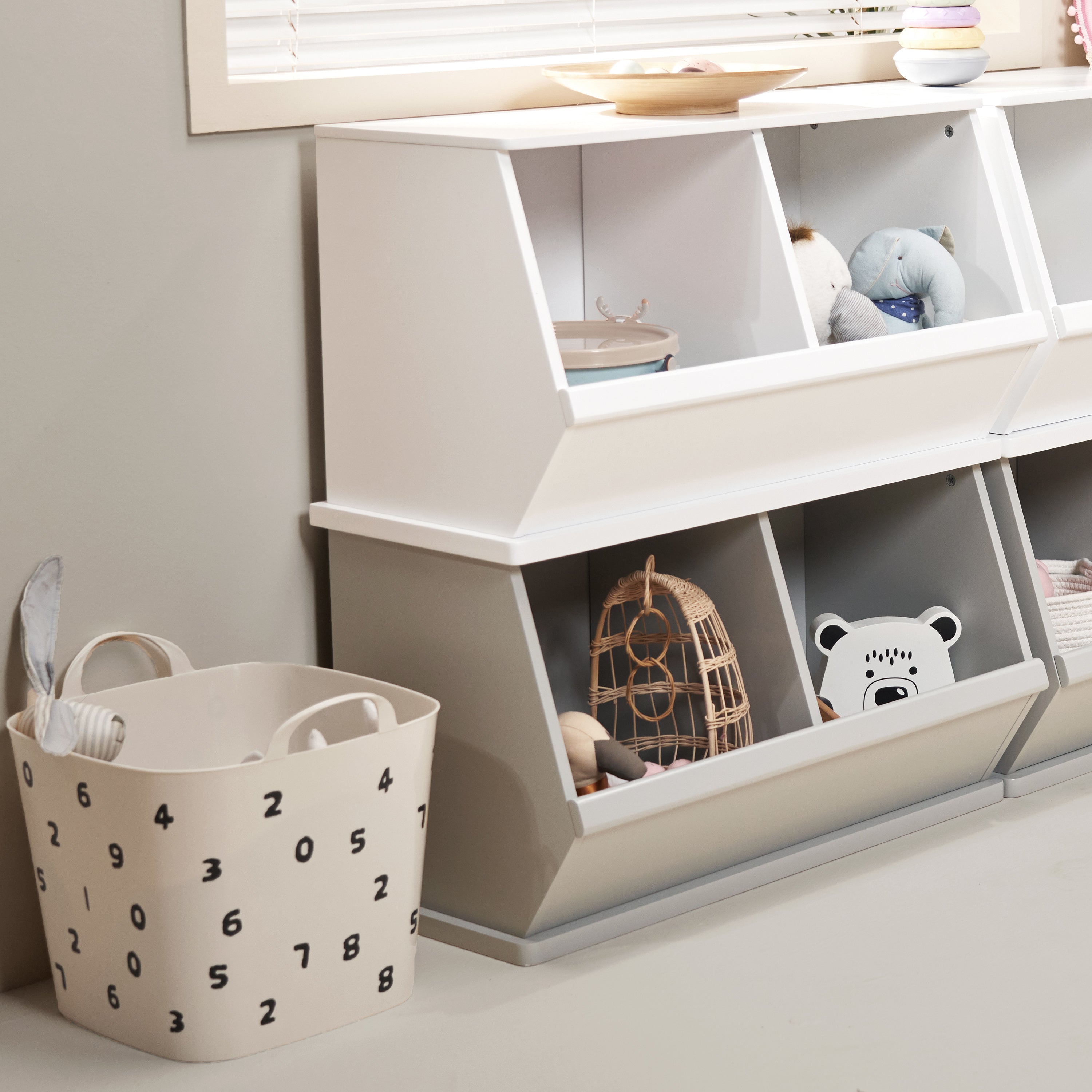 Stackable Wooden Toy Storage Box Grey – Hooga Playroom