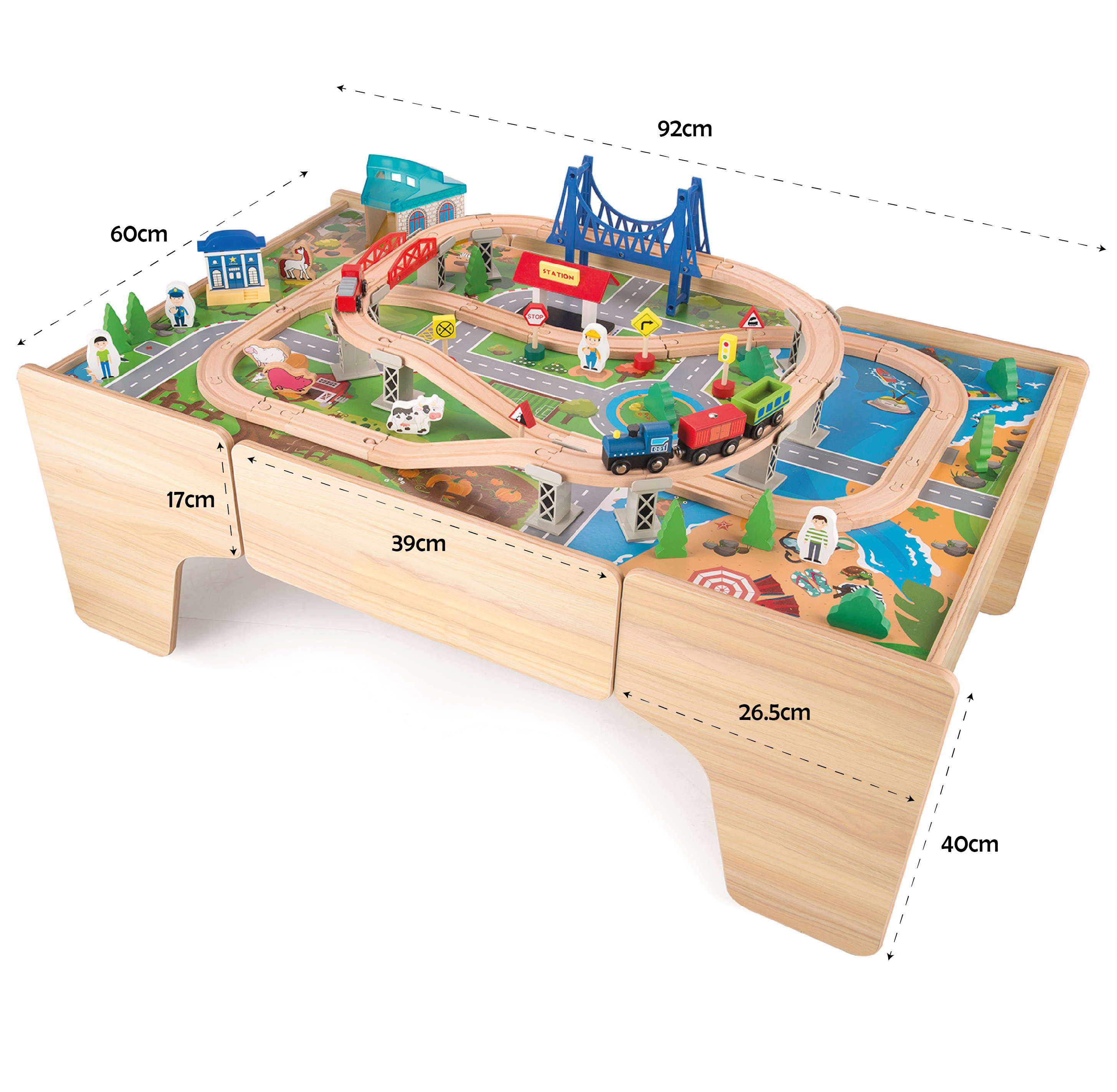 Squirrel Play Wooden Train Track Table Wooden Train Track Set With