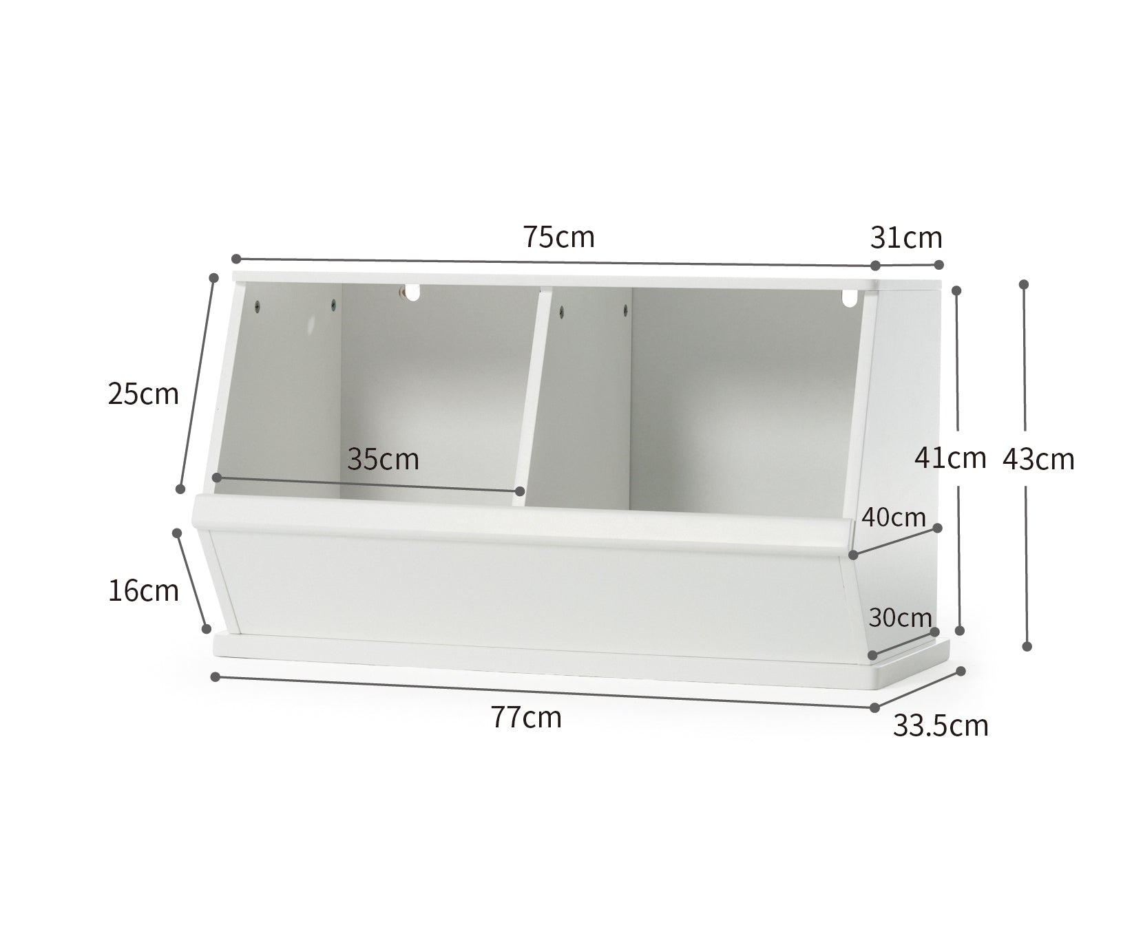 Stackable Storage Box with Two Compartments - White