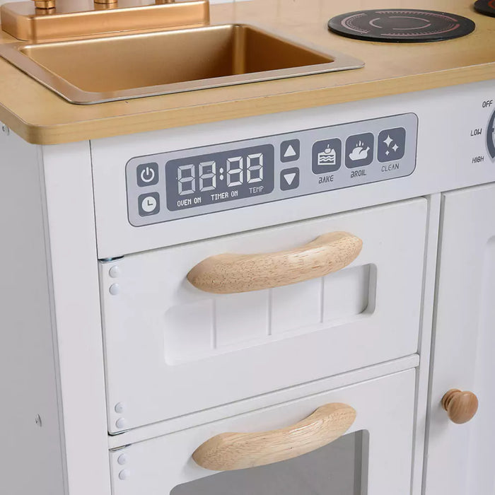 Vintage Wooden Toy Kitchen with Storage Hooga Playroom