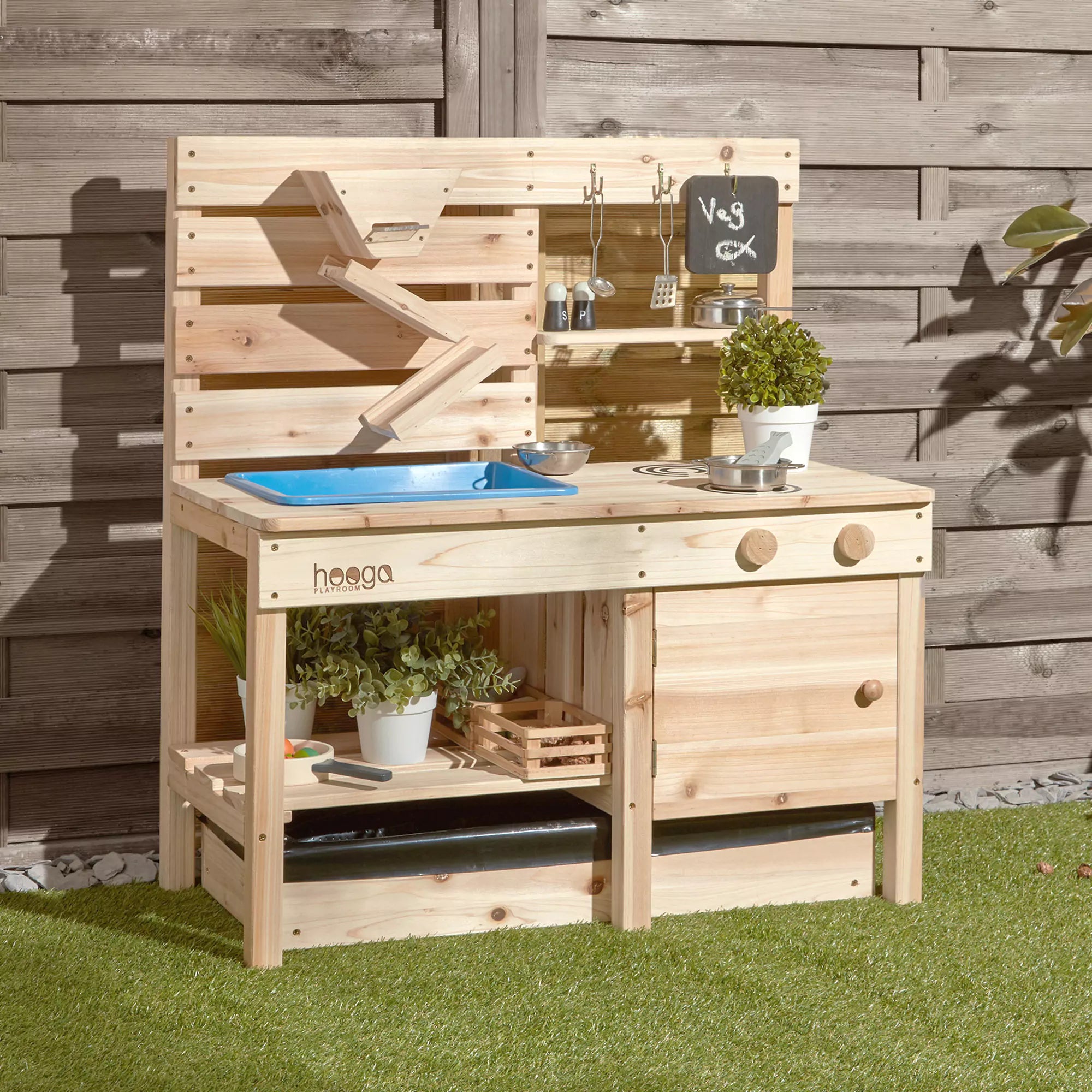Wooden Mud Kitchen In A garden