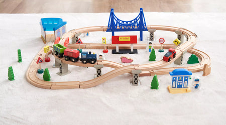 Wooden Train Track Set for Kids 